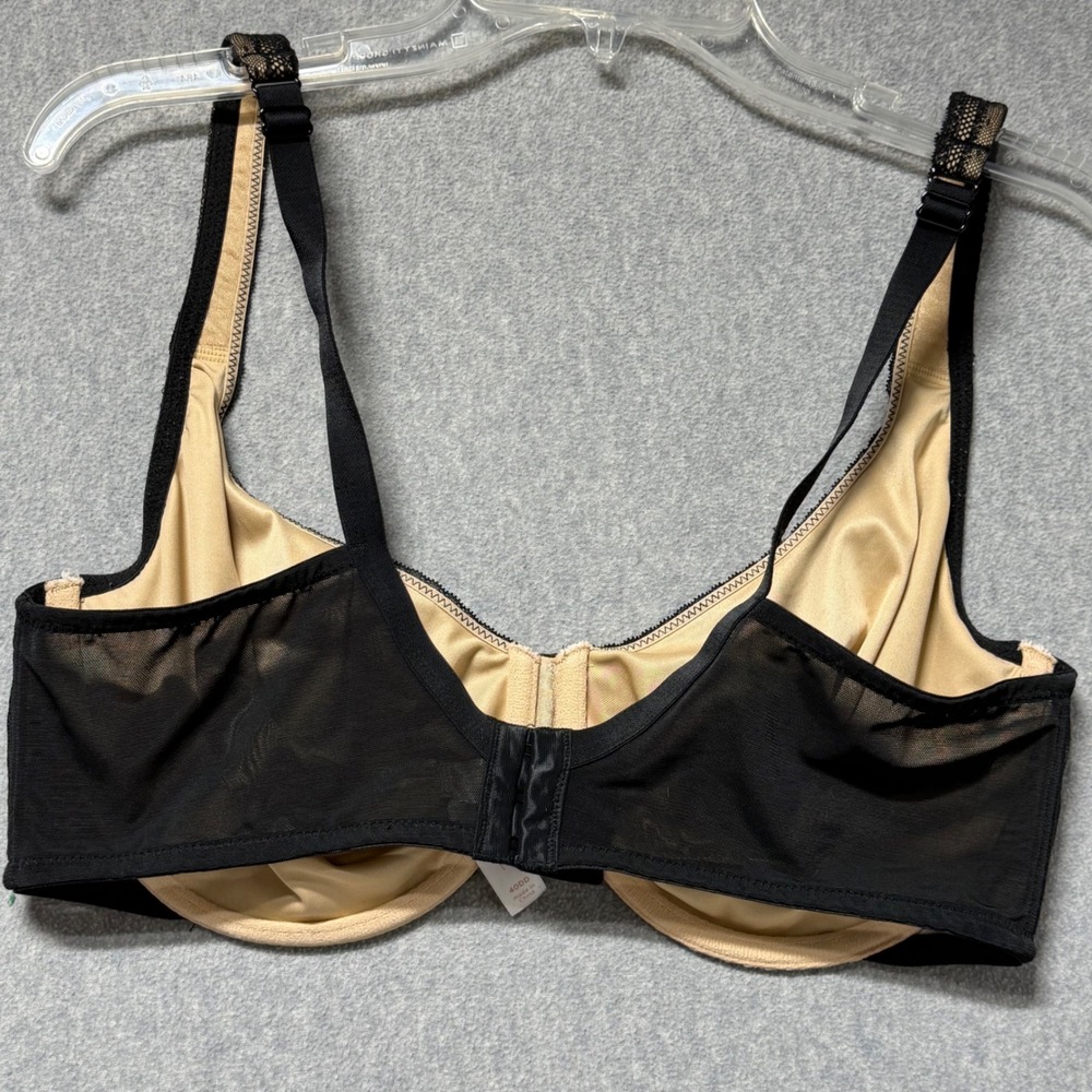 Cacique Womens Black Floral Lace Unlined Full Coverage Underwire Bra 40DD - Picture 2 of 16